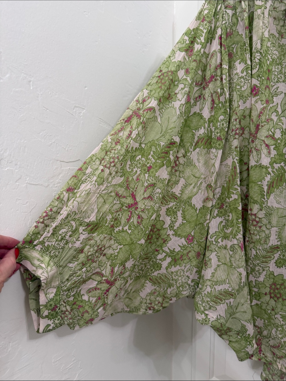 Pilcro Green and Pink Floral Button-Front Blouse - Picture 3 of 7